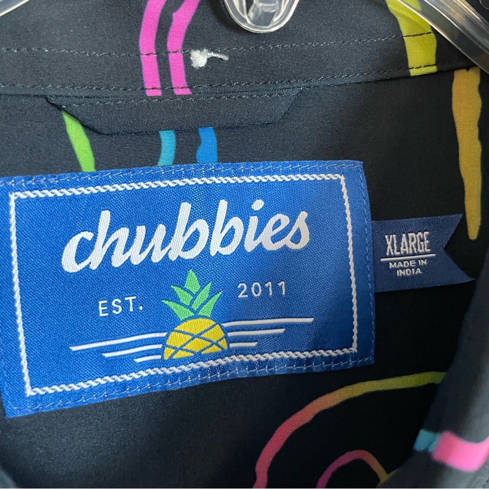Chubbies Neon Flamingo short sleeved button down shirt XL - Picture 6 of 8